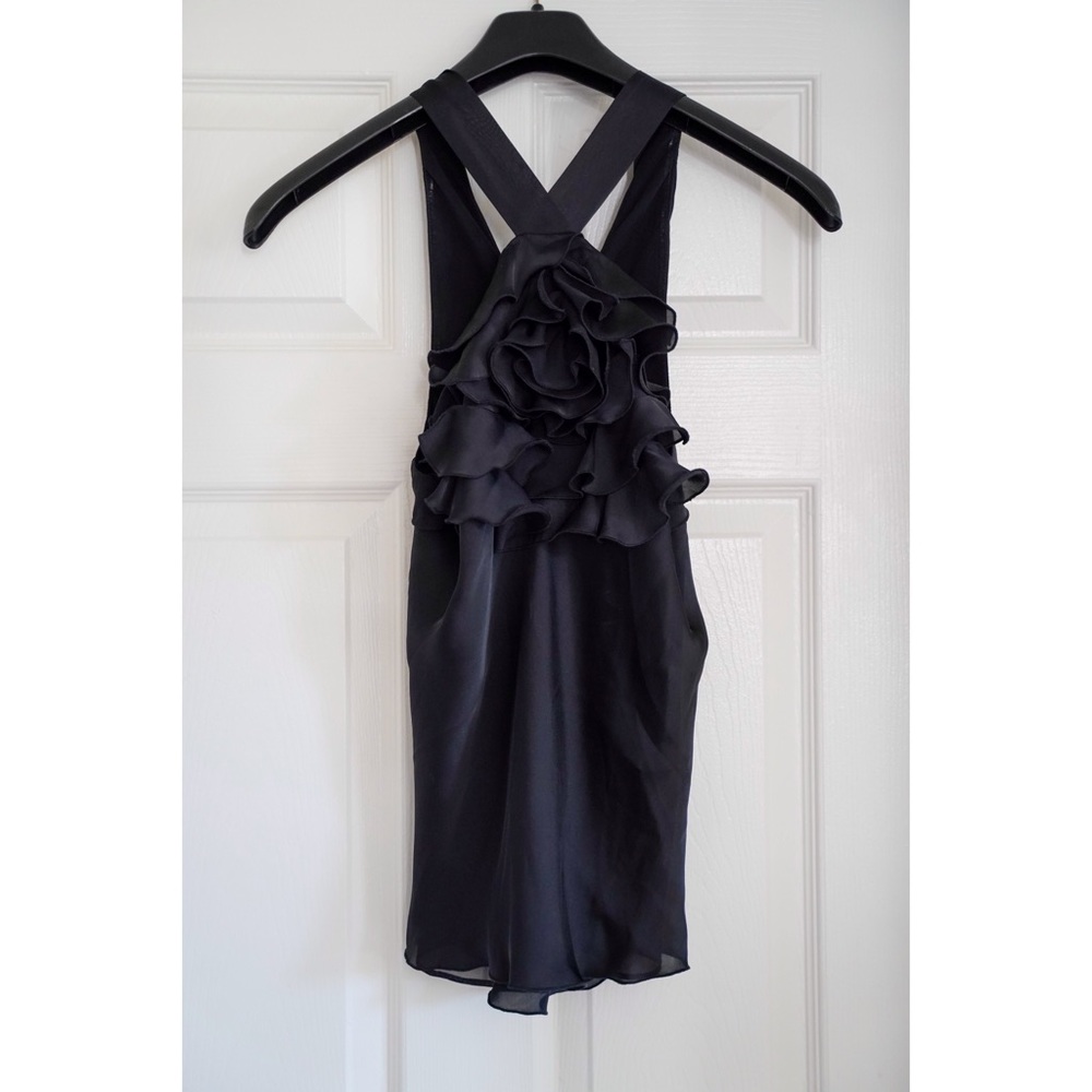 Express black halter ruffle tie blouse